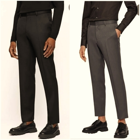 Hugo BOSS Men's Dieselstrasse 12 Flat Front Solid Slim Fit Dress Pants, … - Picture 1 of 14